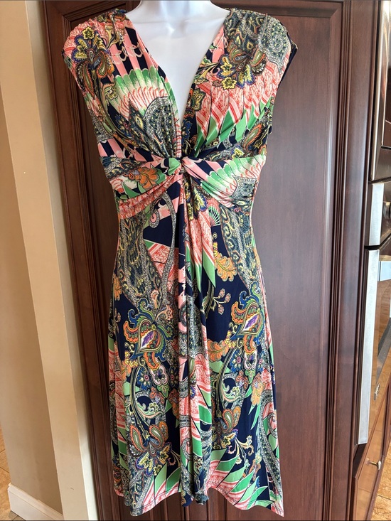 S-Twelve Dresses & Skirts - S-Twelve Navy Multi Paisley Twist-Front Dress